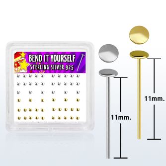 nymx4 box w 52 pcs of silver bend it nose stud w 2mm flat top