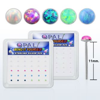 nyo15 caja 36 piercing nariz doblar tu mismo plata 925 0 6mm opalos sinteticos redondos 1 5mm al por mayor