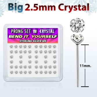 nyp19cx caja display piercing nariz doblar tu mismo plata esterlina 925 0 6mm cristal claro 2 5mm distribuidor mayorista
