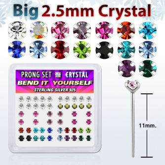 nyp19mx caja display piercing nariz doblar tu mismo plata esterlina 925 0 6mm cristal 2 5mm distribuidor