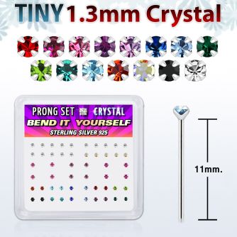 nyp6mx caja display piercing nariz doblar tu mismo plata esterlina 925 0 6mm cristal 1 25mm al por mayor
