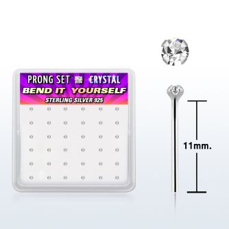 nyp9cbx caja display 36 piercing nariz doblar tu mismo plata esterlina 925 cristal 1 5mm mayorista