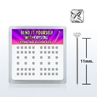 nysqbxc caja display piercing nariz doblar tu mismo plata esterlina 925 0 6mm cristal claros cuadrado distribuidor mayorista