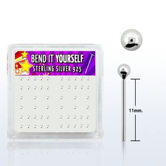 nysv2bx caja display piercing nariz doblar tu mismo plata esterlina 925 0 6mm bola 2mm mayorista