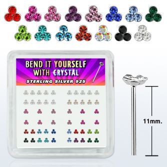 nytrm caja display 52 piercing nariz doblar tu mismo plata 925 0 6mm cristal redondo triple 1mm venta