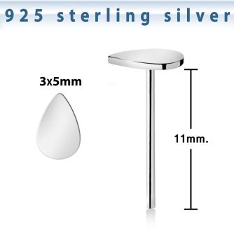nyvdr 925 sterling silver nose stud teardrop shaped top
