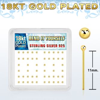 nyx18b caja display piercing nariz doblar tu mismo plata 925 oro 18 kts 0 6mm bola 1 5mm al por mayor