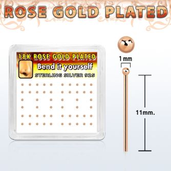 nyxrsb1 caja display piercing nariz doblar tu mismo plata esterlina 925 0 6mm bola 1mm oro rosa mayorista