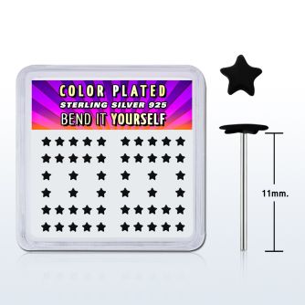 nyxsak box of silver bend it nose studs with black star tops