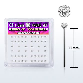 nyzbc caja display piercing nariz doblar tu mismo plata esterlina 925 0 6mm zirconia claras redondas 1 5mm mayorista