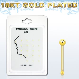 p18kgb pack display 20 piercing nariz hueso 925 oro 18 kts 0 6mm bola 1 5mm distribuidor