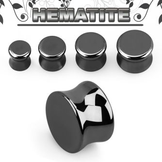 pgsee hematite double flared stone plug size 4mm 16mm