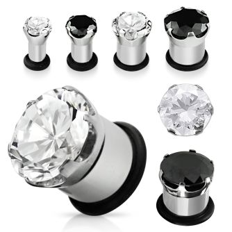 pgz dilatacion plug flare unico acero quirurgico zirconia negra redonda anillo goma venta