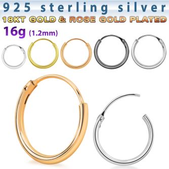 pho par pendientes aro plata esterlina 925 lisa distribuidor mayorista