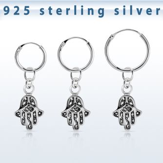phod40 piercing helix aro liso plata esterlina colgante hamsa plata