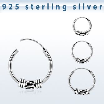 phoxb 925 silver balinese design black oxidized hoop earrings