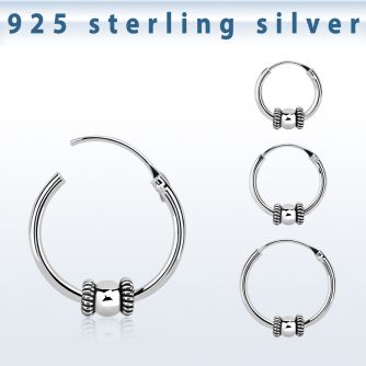 phoxe 925 silver balinese design black oxidized hoop earrings