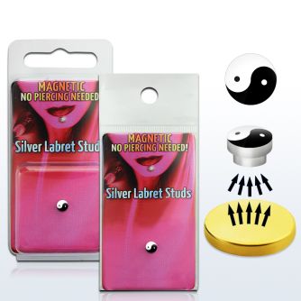 pkml3 piercing labret falso magnetico plata 925 4mm logo ying yang bandeja magnetica dorada 1 pieza venta