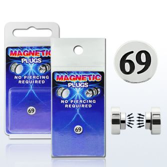 pkmp12 plug falso magnetico acero quirurgico logo 69 8mm 1 pieza al por mayor
