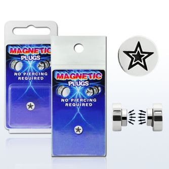 pkmp8 surgical steel magnetic fake plug with star logo