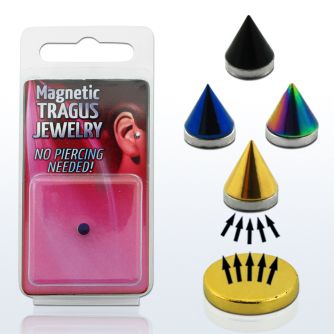 pktg3 surtido piercings falsos piercing tragus falso magnetico anodizado 3mm cono bandeja magnetica dorada distribuidor mayorista