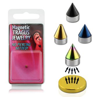 pktg4 surtido piercings falsos piercing tragus falso magnetico anodizado 4mm cono bandeja magnetica dorada al por mayor
