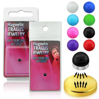 pktg9 magnetic non piercing tragus stud with glow ball