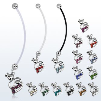 pnd510 piercing ombligo embarazada bolas 5mm acero colgante flor tulipan longitud 50mm al por mayor