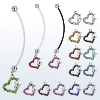 pnd527 piercing ombligo embarazada bolas 5mm acero colgante cristal tachonado corazon longitud 50mm distribuidor mayorista