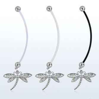 pnd566 piercing ombligo embarazada bolas 5mm acero colgante libelula longitud 50mm venta
