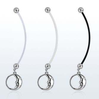 pnd733 pregnancy belly ring w dangling sleepy moon 