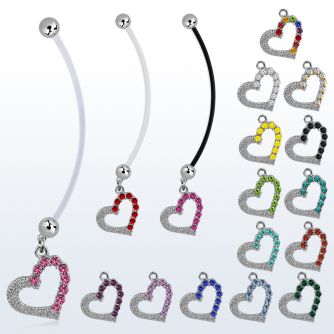 pndhrc4 pregnancy belly ring w dangling crystal studded heart 
