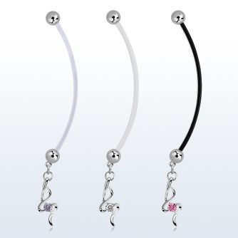 pndz410 piercing ombligo embarazada bolas 5mm acero colgante zirconia plata longitud 50mm venta