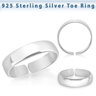 pt527 silver adjustable toe ring plain