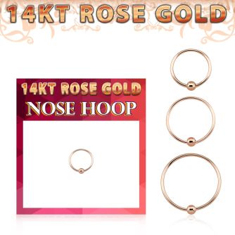 r14hob 14k rose gold endless nose hoop 2mm ball