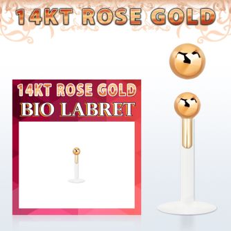 rbib25 labret bio flexible transparente bola oro rosa 14 kts 2 5mm presion distribuidor