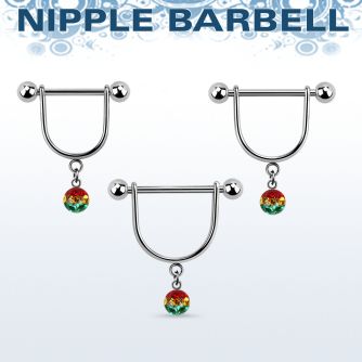 rfrsnp6 316l steel nipple stirrup w 6mm rasta multi crystal ball