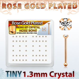 rsbp6xc box w rose gold plated silver nose bone w 1 25mm crystal
