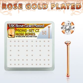 rsbz12xc caja display piercing nariz hueso plata esterlina 0 6mm oro rosa zirconia redonda clara 1 25mm distribuidor mayorista