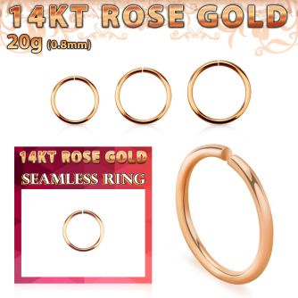 rsel20 solid 14kt rose gold seamless ring, 20g (0.8mm)