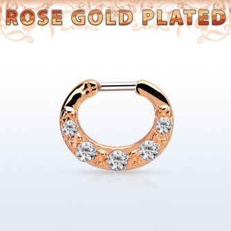 rsepg14 septum click plata 925 oro rosa barra cierre acero 316l 5 zirconia mayorista