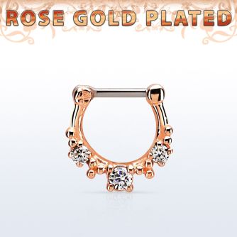 rsepl16 septum click plata 925 oro rosa barra cierre acero 316l grande zirconia rodeada otras 4 mas distribuidor