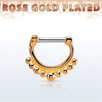 rsepn14 septum clicker plata 925 oro rosa 18 kts barra cierre acero 316l decorado bolas grandes barra 14 516 6mm 8mm al por mayor