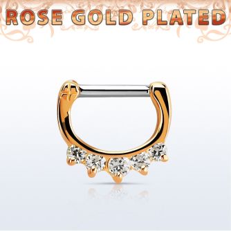 rsepq14 septum clicker plata 925 oro rosa 18 kts barra cierre acero 316l 1 zirconia 4 zirconia barra 14 516 6mm 8mm venta