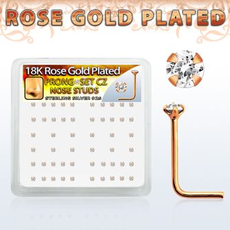 rsnszbc caja display piercing nariz l plata esterlina 0 6mm oro rosa zirconia claras redondas 1 5mm venta