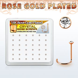 rsnwbxc box rose gold plated silver nose screws w 1.5mm crystals