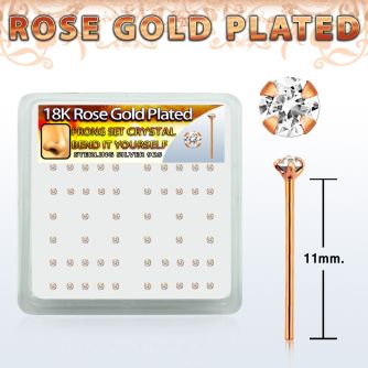 rsnypxc rose gold silver bend it nose studs with prong crystal