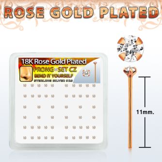 rsnyzbc caja display piercing nariz doblar tu mismo plata esterlina 0 6mm oro rosa zirconia claras redondas 1 5mm mayorista