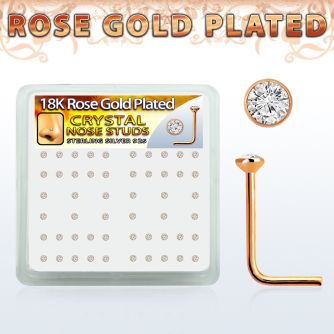 rss14xc caja display piercing nariz l plata 925 0 6mm oro rosa cristal claro 2mm mayorista