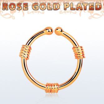 rssep12h anillo septum falso plata 925 oro rosa 1mm tres alambres envueltos alrededor anillo 12mm al por mayor